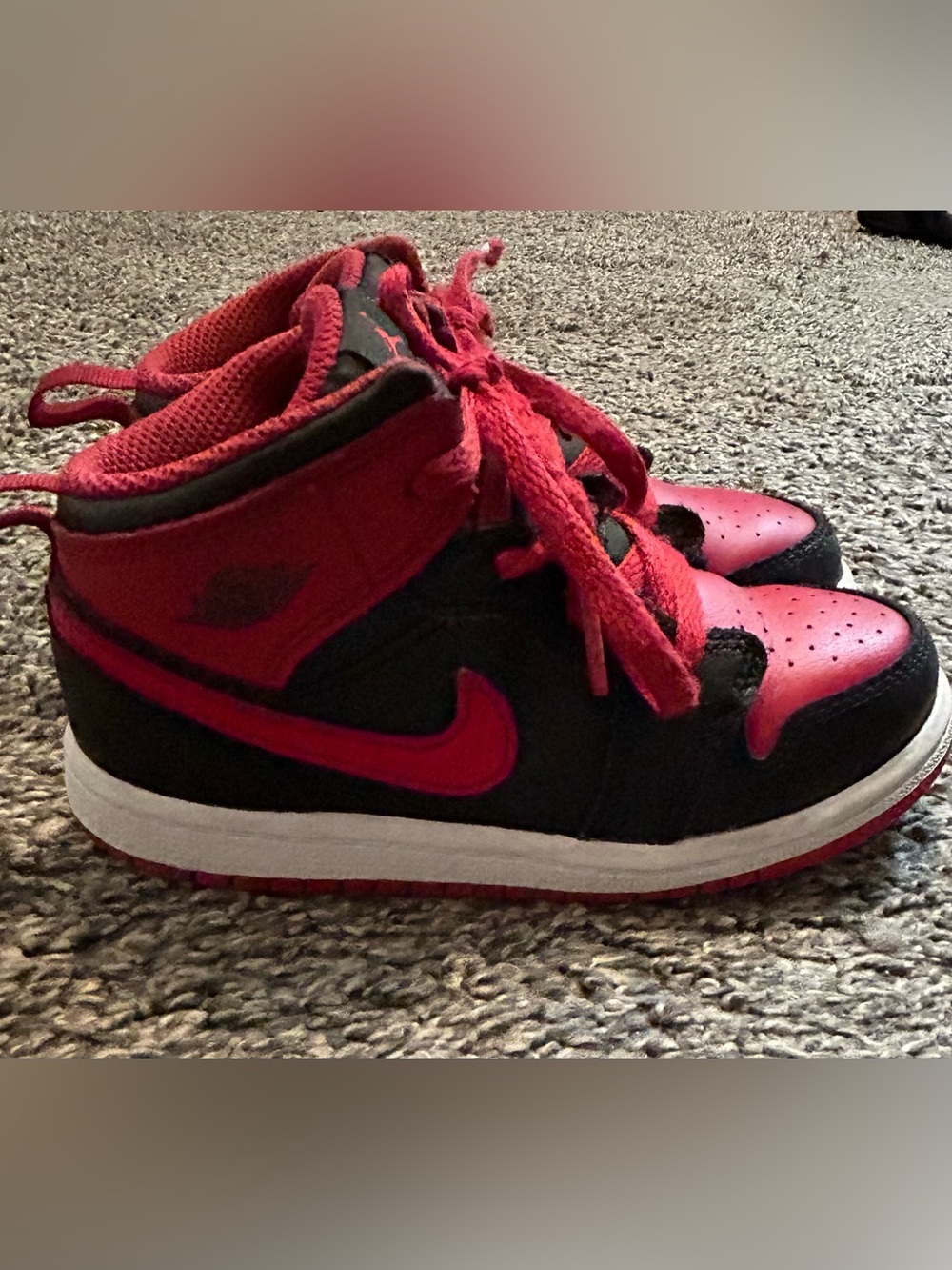 Nike Air Jordan 1 Mid TD Alternate Bred Toddler Sneakers Black Red White- 10C